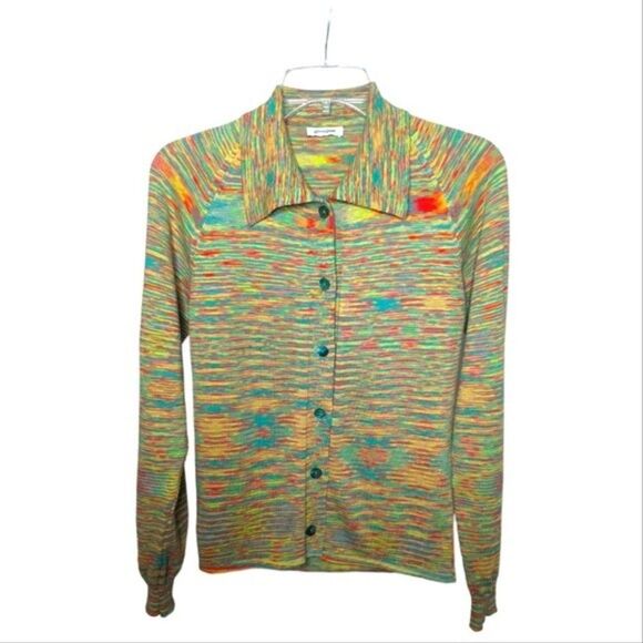 Gimaguas multi colored cotton collared button front cardigan